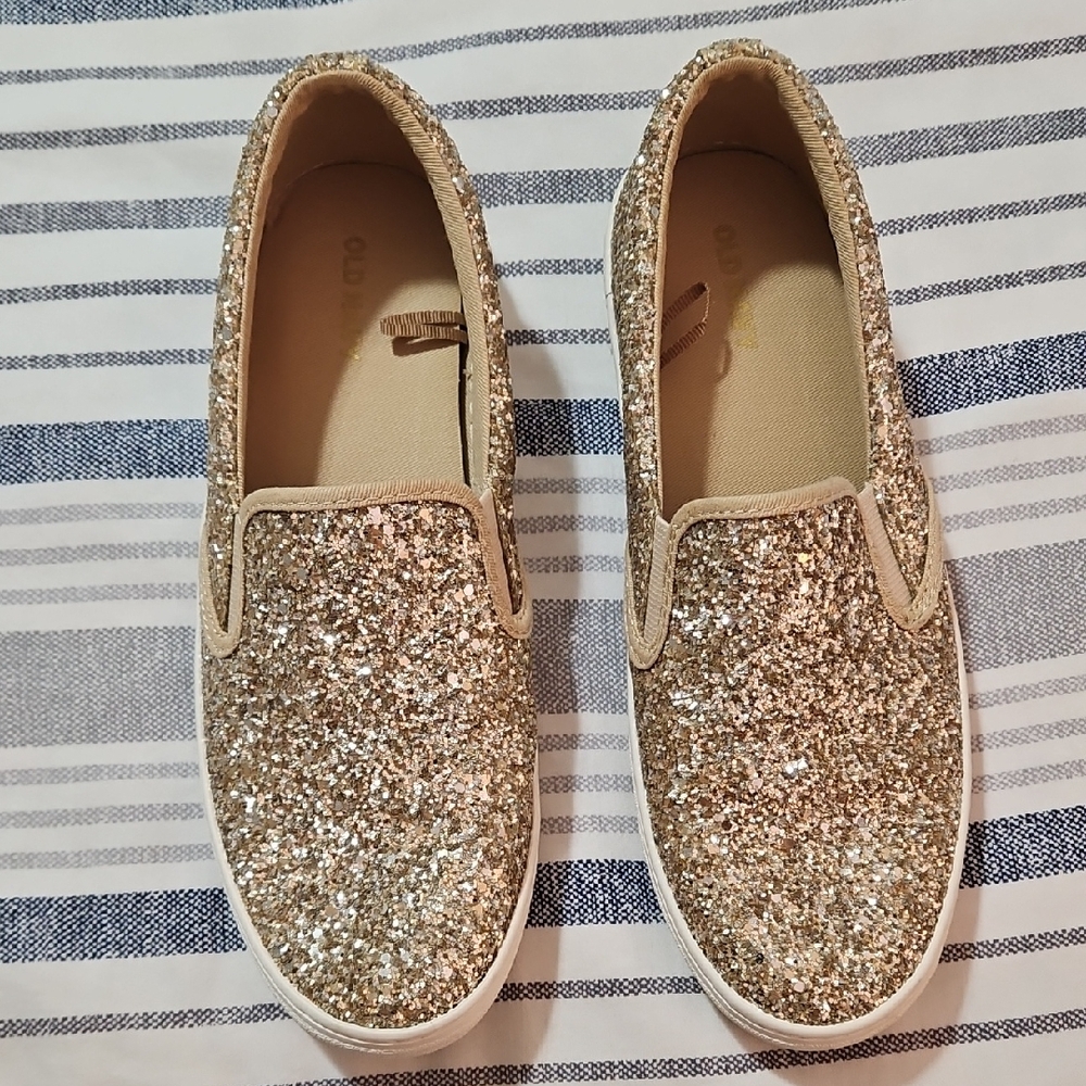 Old Navy Womens 8 Shimmering Gold Slip-On Sneakers